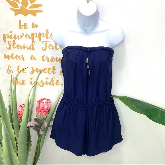 ALICE & TRIXIE Navy Blue Silk Strapless Romper Small - Picture 4 of 12